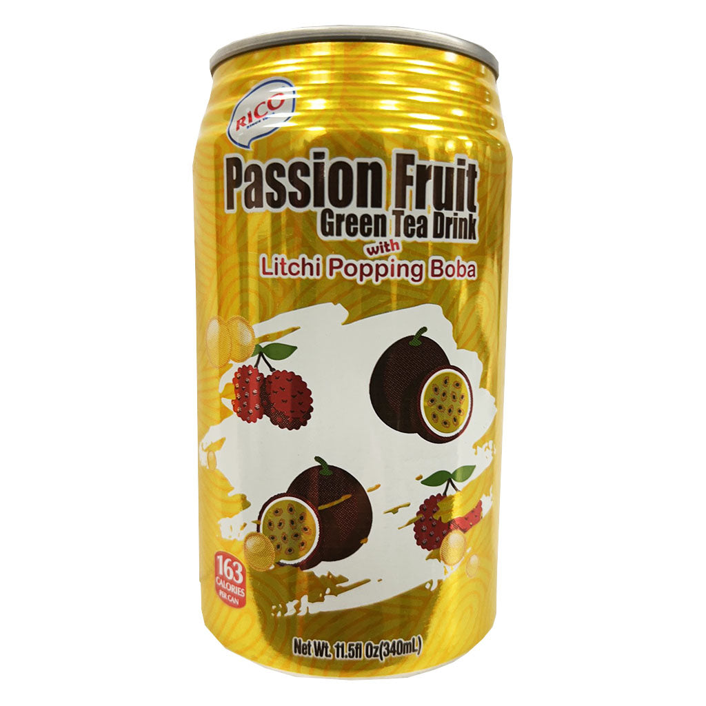 Rico Passion Fruit Green Tea with Boba 340ml Rico 百香果绿茶 荔枝脆啵啵 340ml