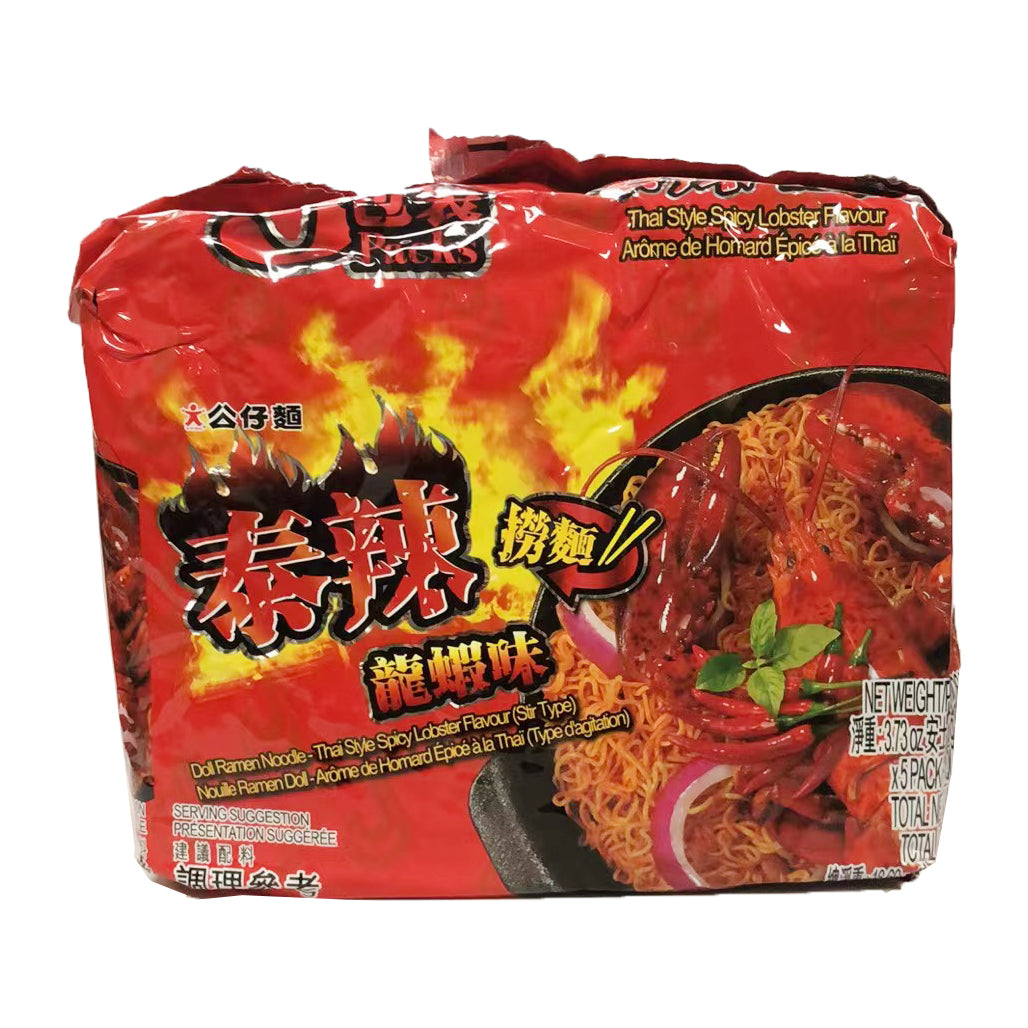 Doll Noodle Thai Style Spicy Lobster Flavour 5x108g ~ 公仔面 泰辣捞面 龙虾味 5x108g
