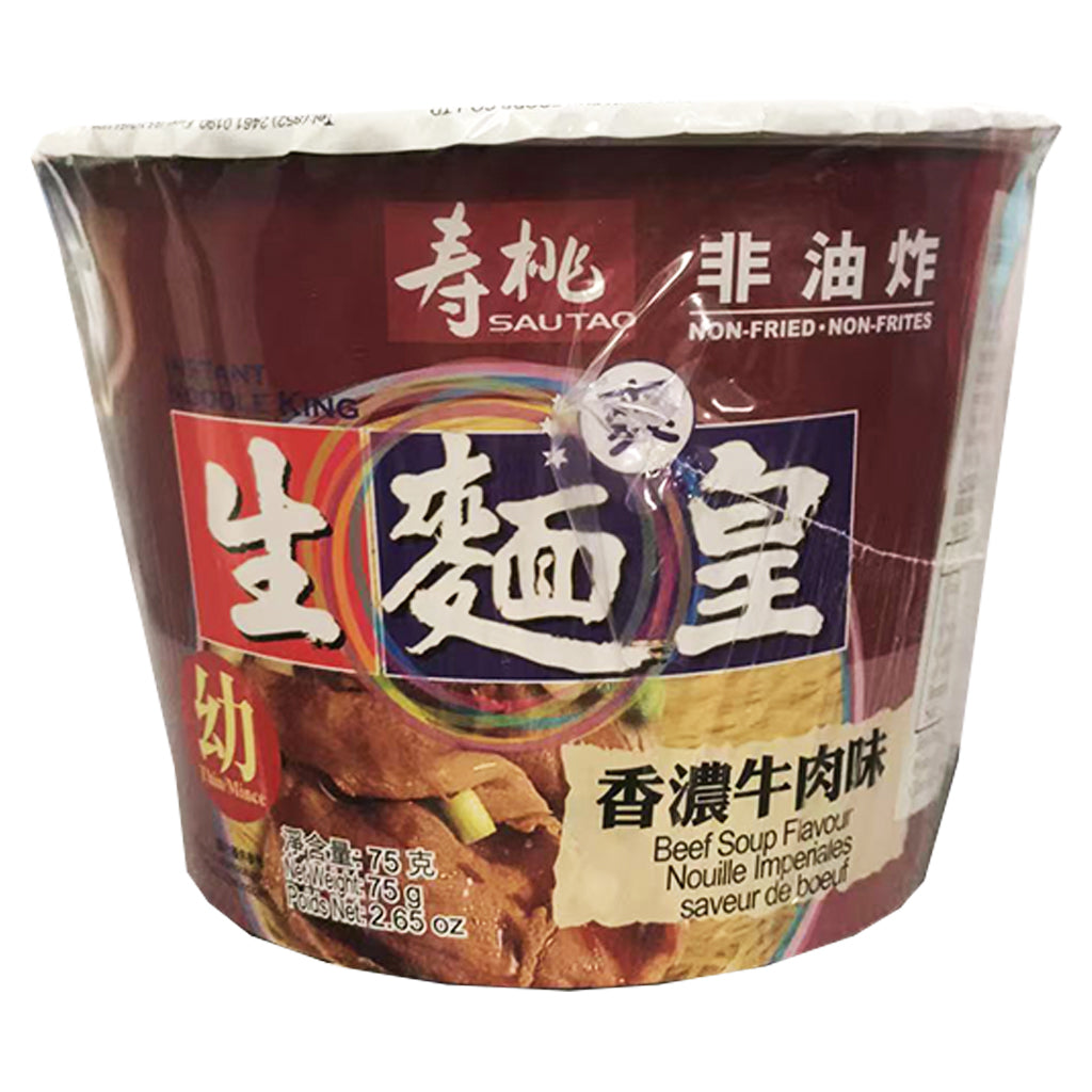 Sau Tao Bowl Noodle Beef Soup Flavour 75g ~ 寿桃生面王香浓牛肉桶 75g