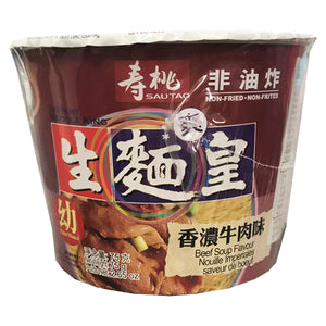 Sau Tao Bowl Noodle Beef Soup Flavour 75g ~ 寿桃生面王香浓牛肉桶 75g