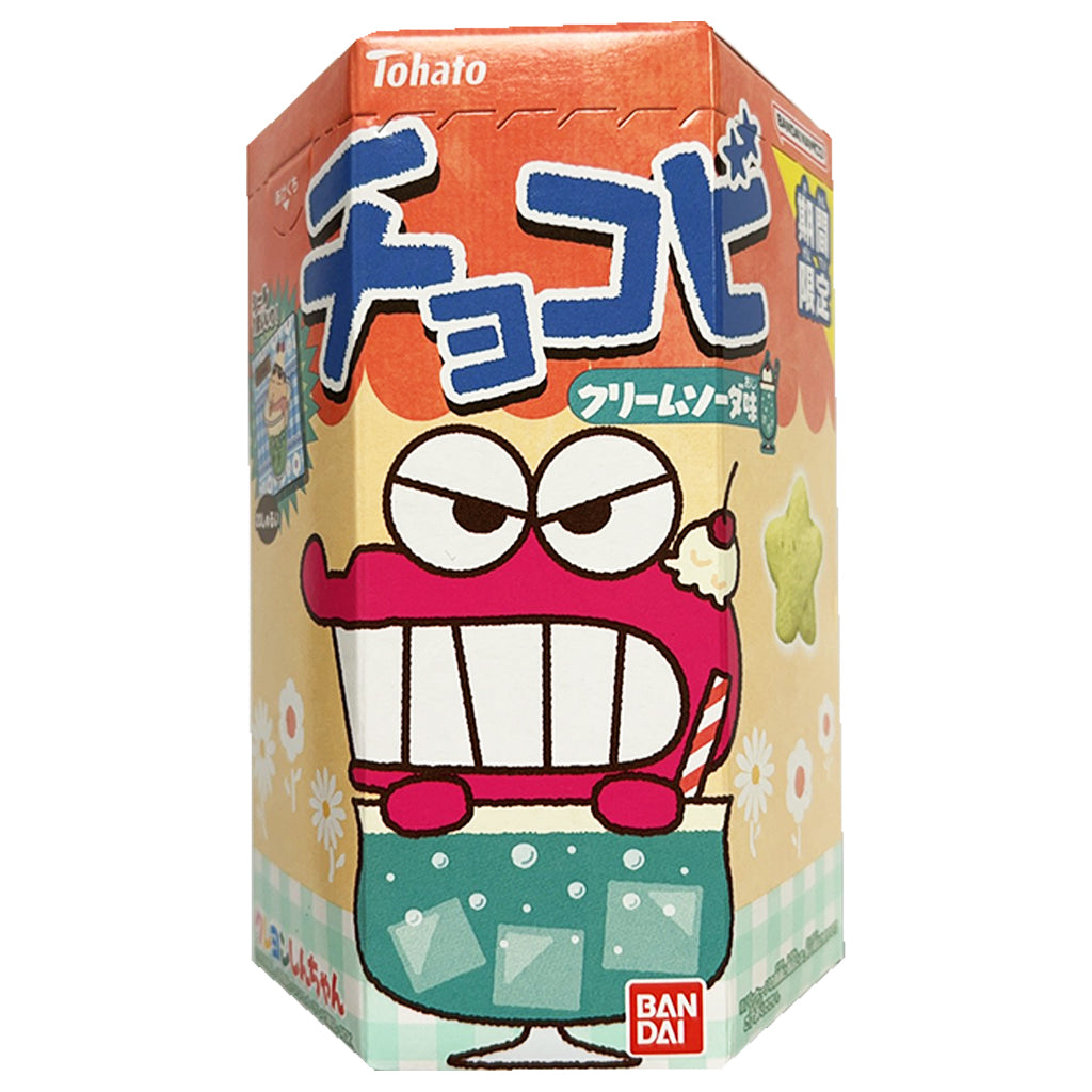 Tohato Chocobi Corn Snack Cream Soda 23g ~ 桃哈多蜡律小新六角小饼奶油蘇打 23g