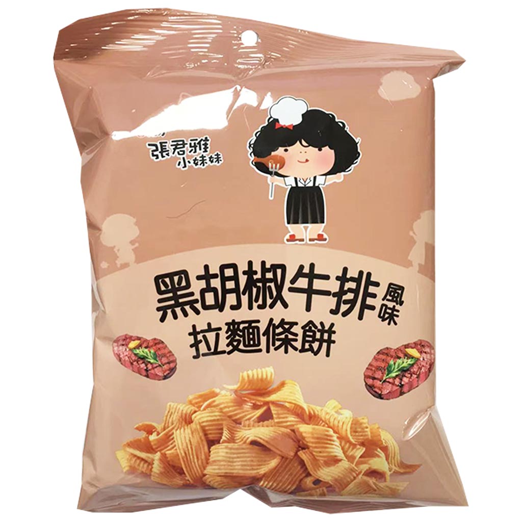 GGE Wheat Crackers Pepper Steak Flavour 65g ~ 张君雅小妹妹黑胡椒牛排風味点心面 65g