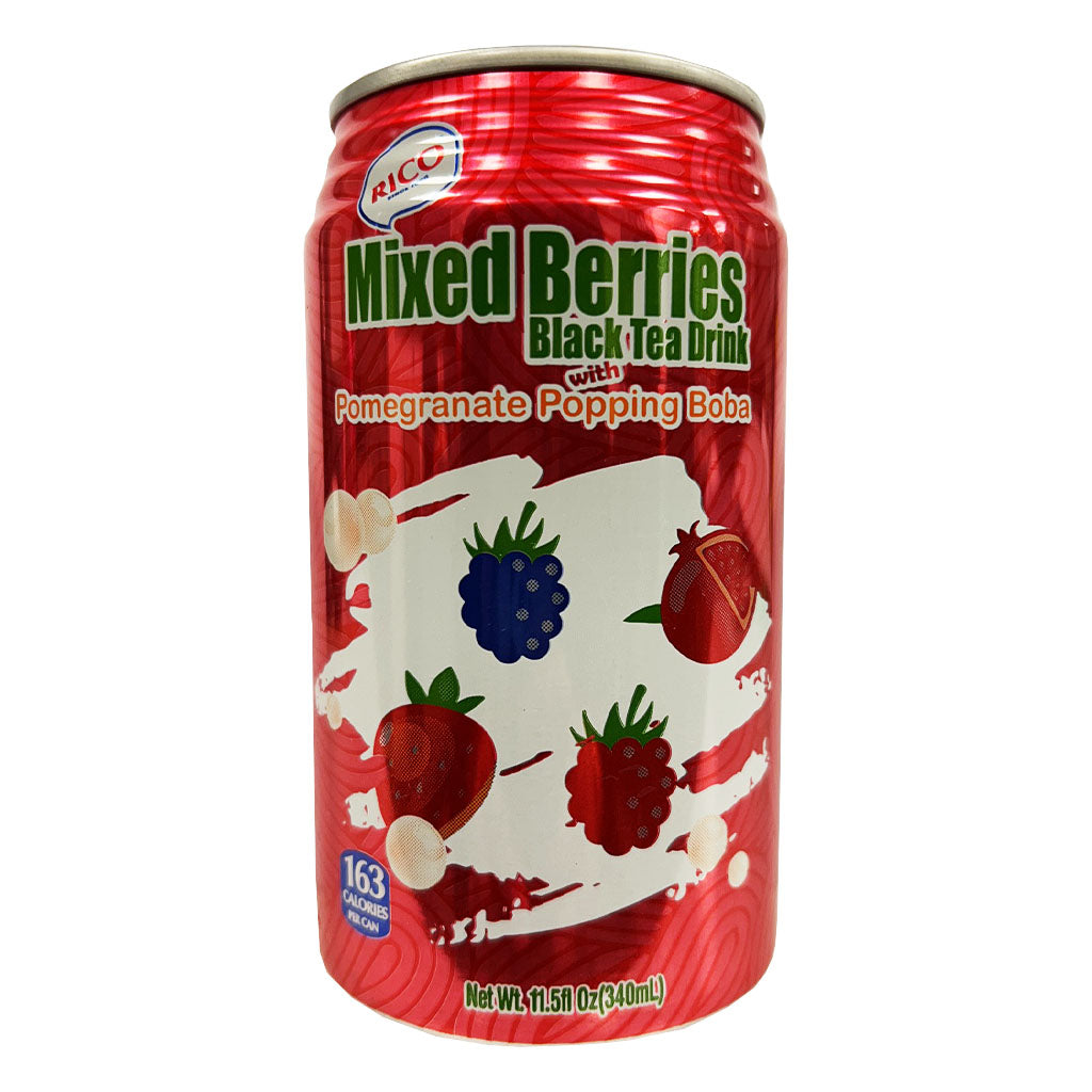 Rico Mixed Berries Black Tea with Boba 340ml ~ Rico 混合莓 石榴脆啵啵 340ml