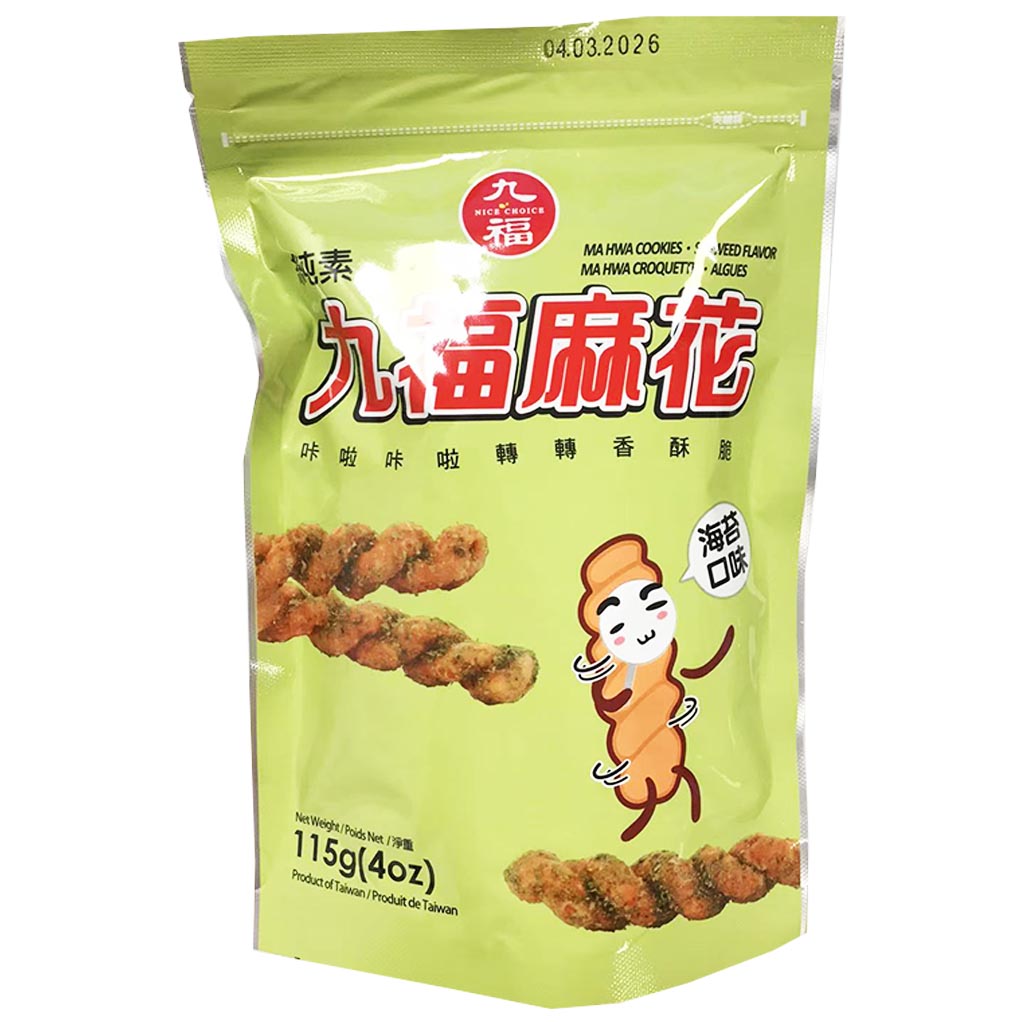 Nice Choice Ma Hwa Cookies Seaweed 115g ~ 九福麻花海苔 115g