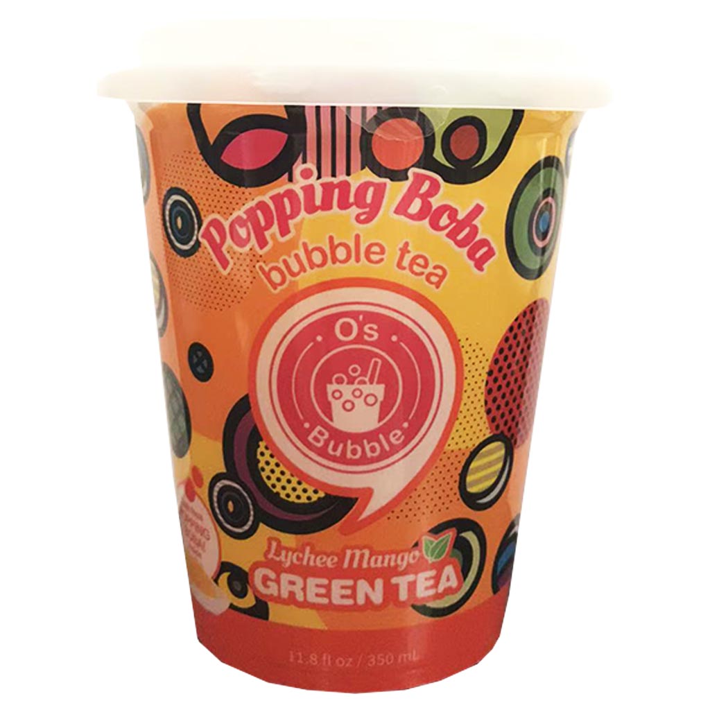 Os Lychee Mango Green Popping Boba Tea 350ml ~ Os荔枝芒果波波綠茶 350ml