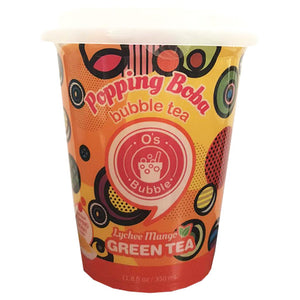 Os Lychee Mango Green Popping Boba Tea 350ml ~ Os荔枝芒果波波綠茶 350ml