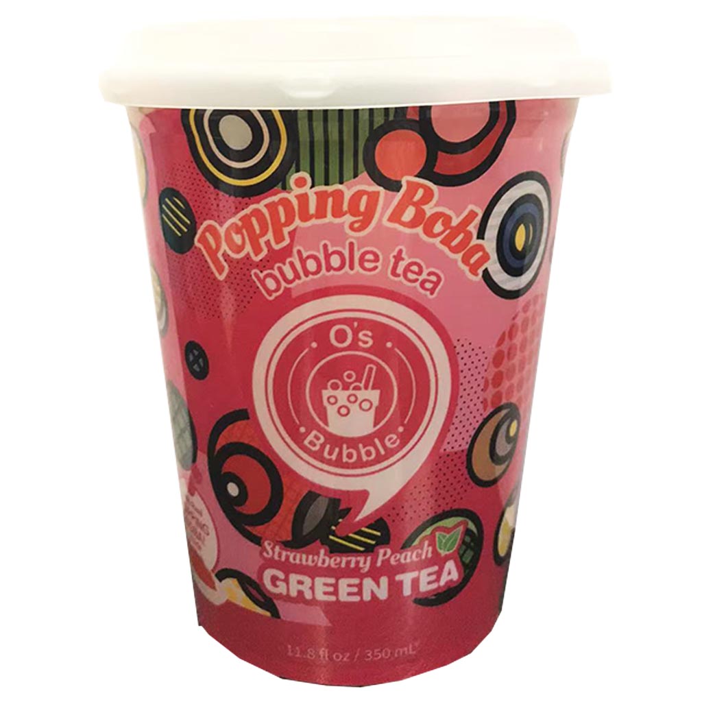 Os Strawberry Peach Green Popping Tea 350ml ~ Os草莓蜜桃波波綠茶 350ml