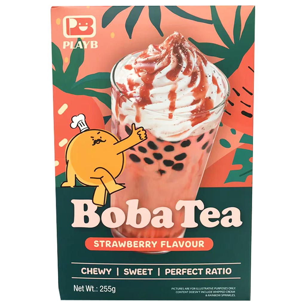PlayB Boba Tea Strawberry 255g ~ PlayB珍珠茶套裝草莓 255g
