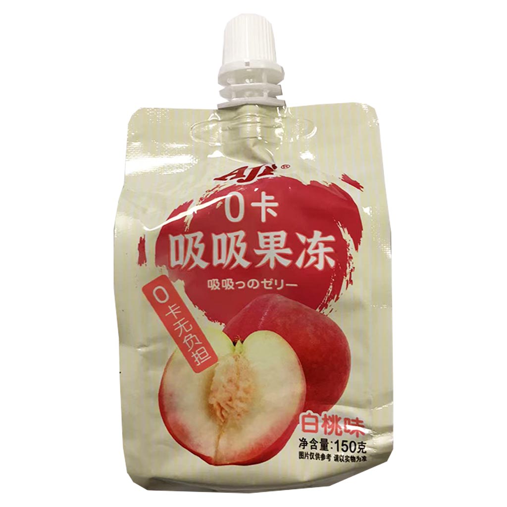 Aji Fruit Jelly Drink Peach Flavor 150g ~ AJI吸吸果冻白桃味 150g