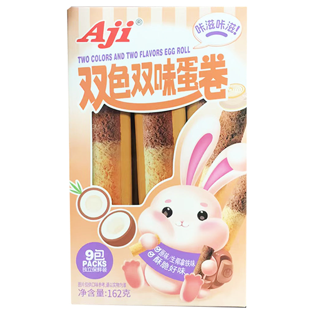 Aji Double Flavour Egg Roll Coconut Latte 162g ~ Aji 双色双味蛋卷 生椰拿铁 162g