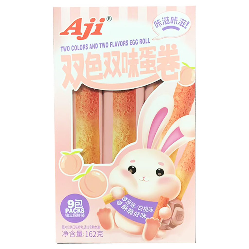 Aji Double Flavour Egg Roll Peach 162g ~ Aji 双色双味蛋卷 白桃味 162g