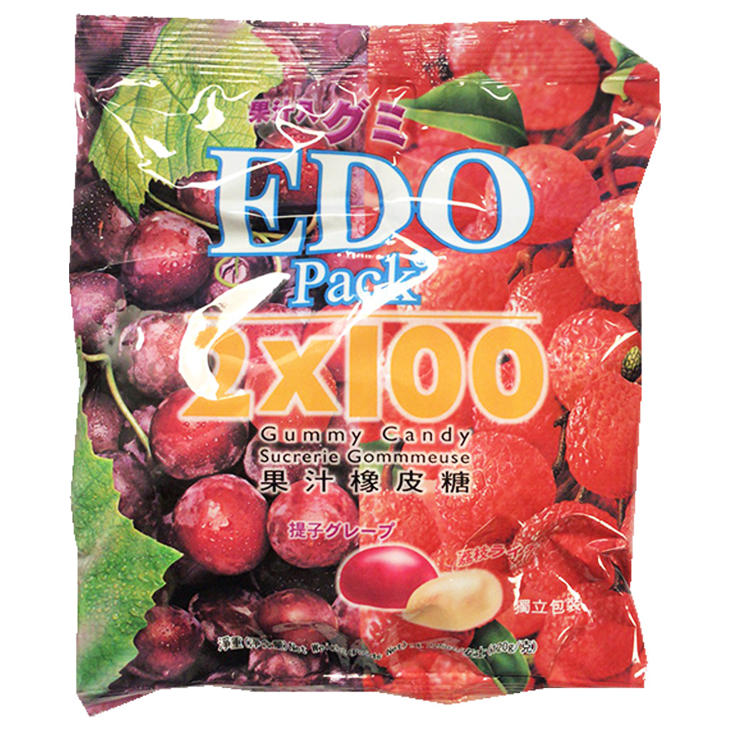 Edo Gummy Lychee Grape 120g ~ EDO果汁橡皮糖提子荔枝 120g