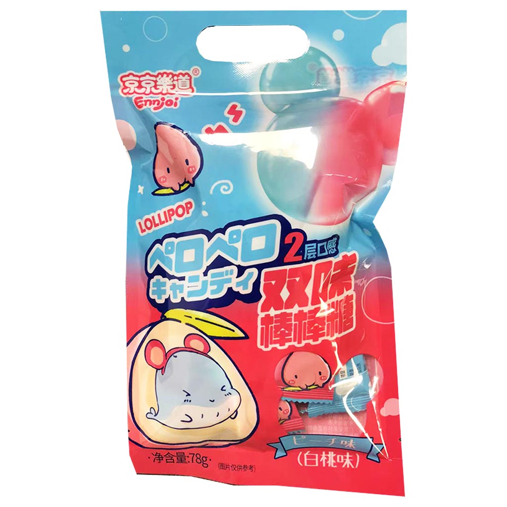 JingJingLeDao Lollipop White Peach 78g ~ 京京樂道棒棒糖白桃 78g
