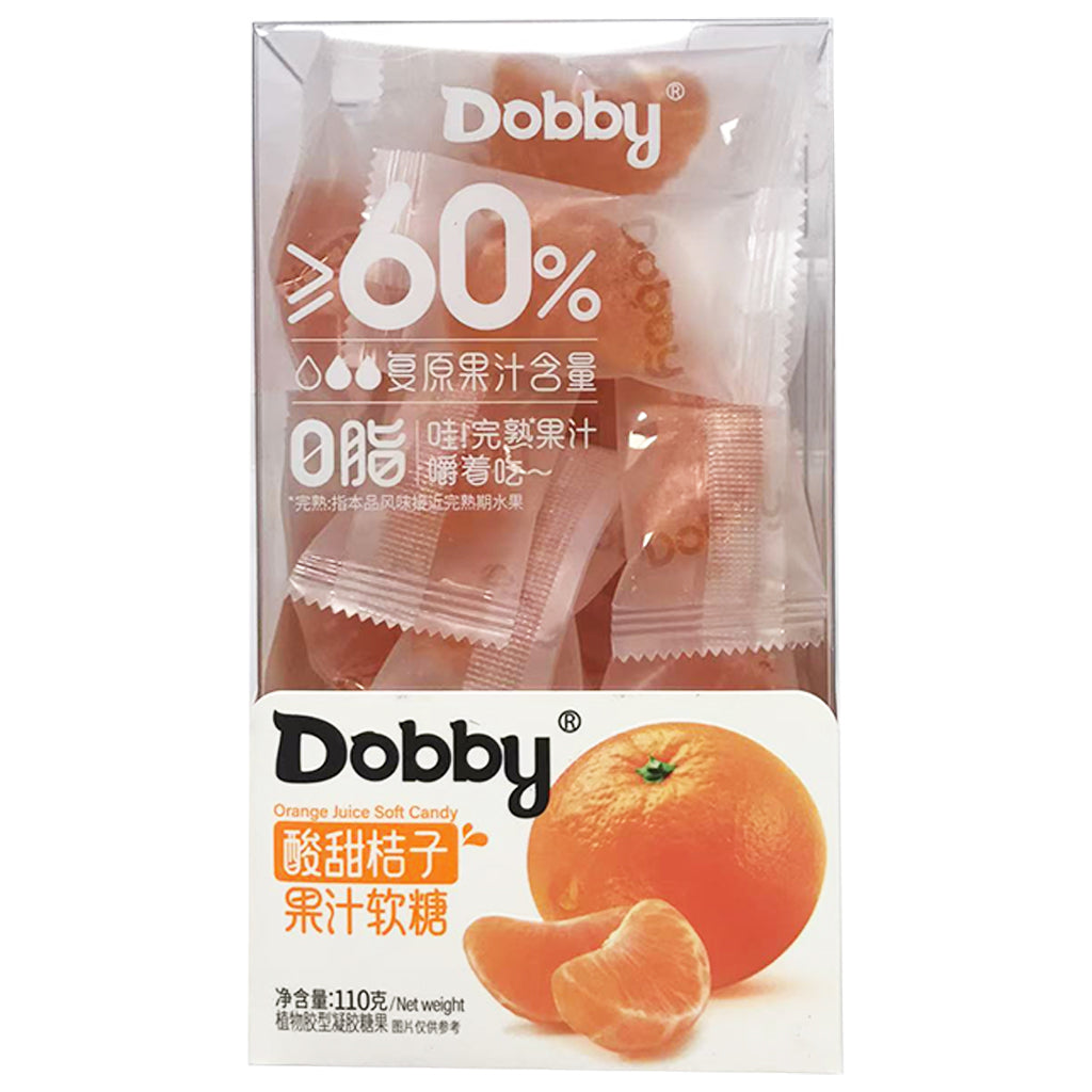 Dobby Soft Candy Orange 110g ~ 哆比酸甜桔子果汁軟糖 110g