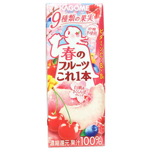 Kagome White Peach Cherry Juice 200ml ~ 果汁春之水果白桃和樹莓混合 200ml