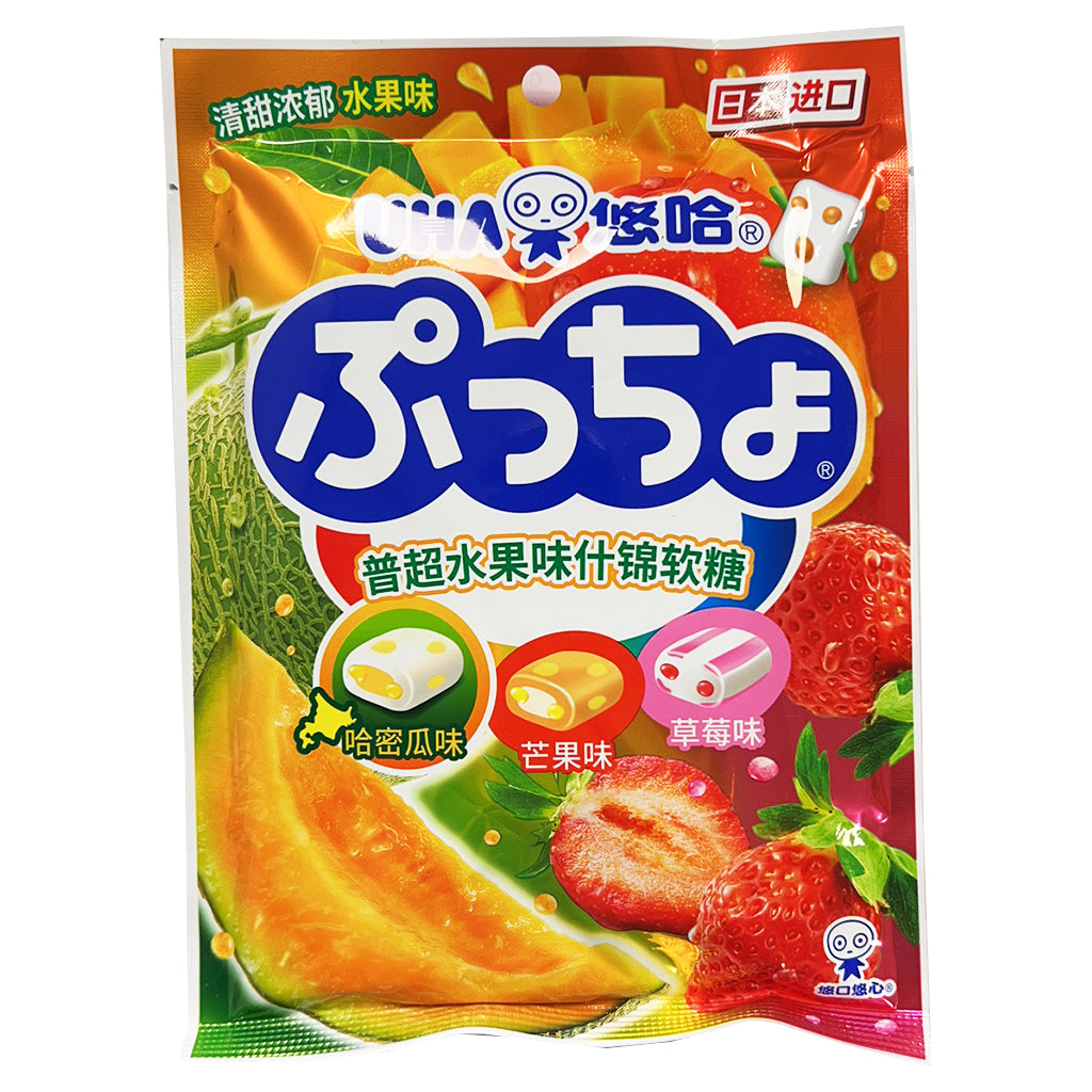 UHA Puccho Assorted Fruit Soft Candy 90g ~ 悠哈普超袋装水果味什锦