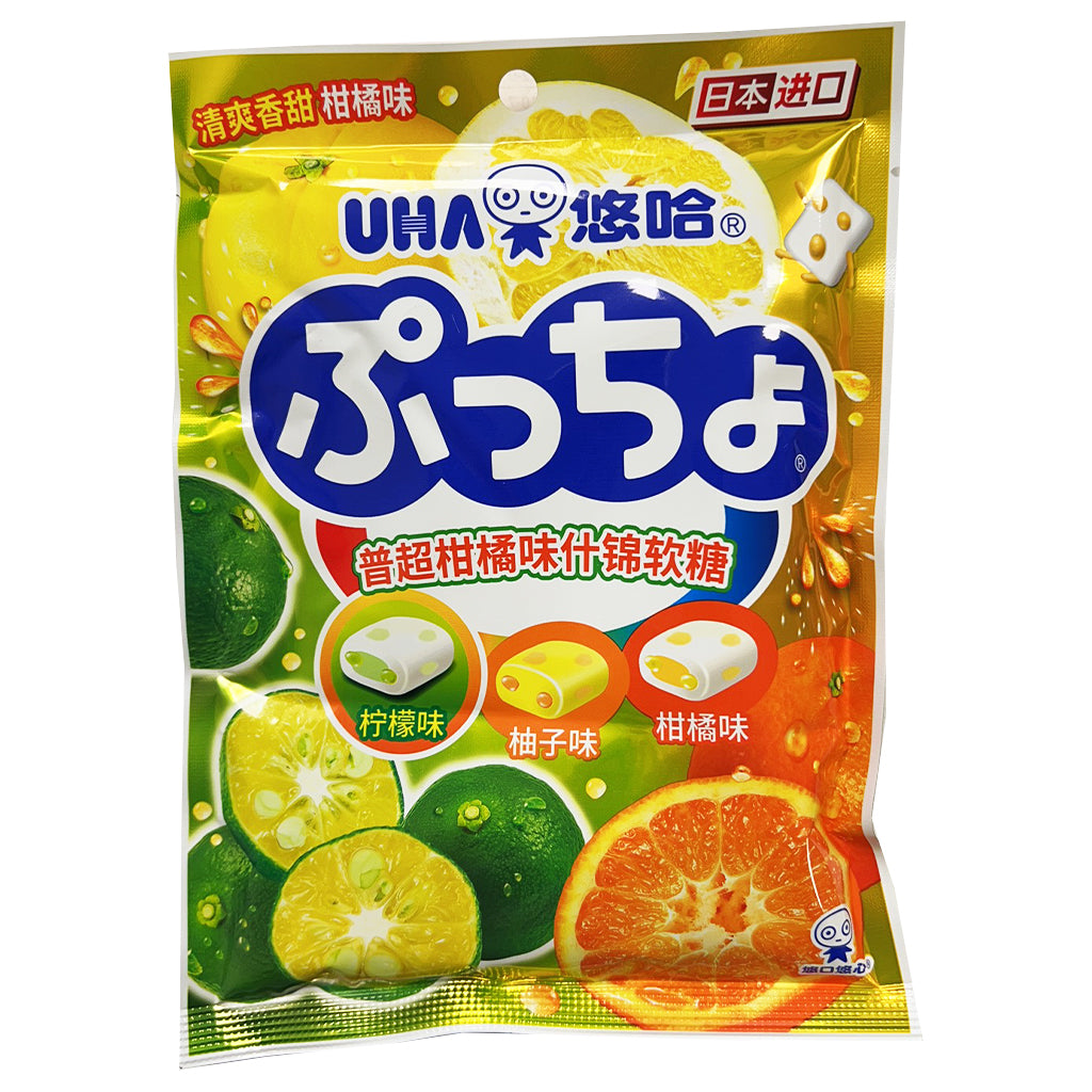 UHA Puccho Assorted Citrus Soft Candy 90g ~ 悠哈普超袋装柑橘味什锦软糖 90g