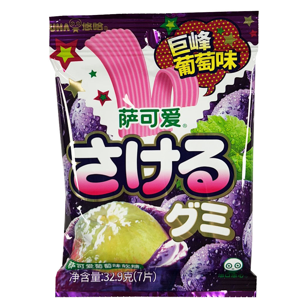 UHA Soft Candy Grape Flavour 32.9g ~ UHA 萨可爱 巨峰葡萄味软糖 32.9g