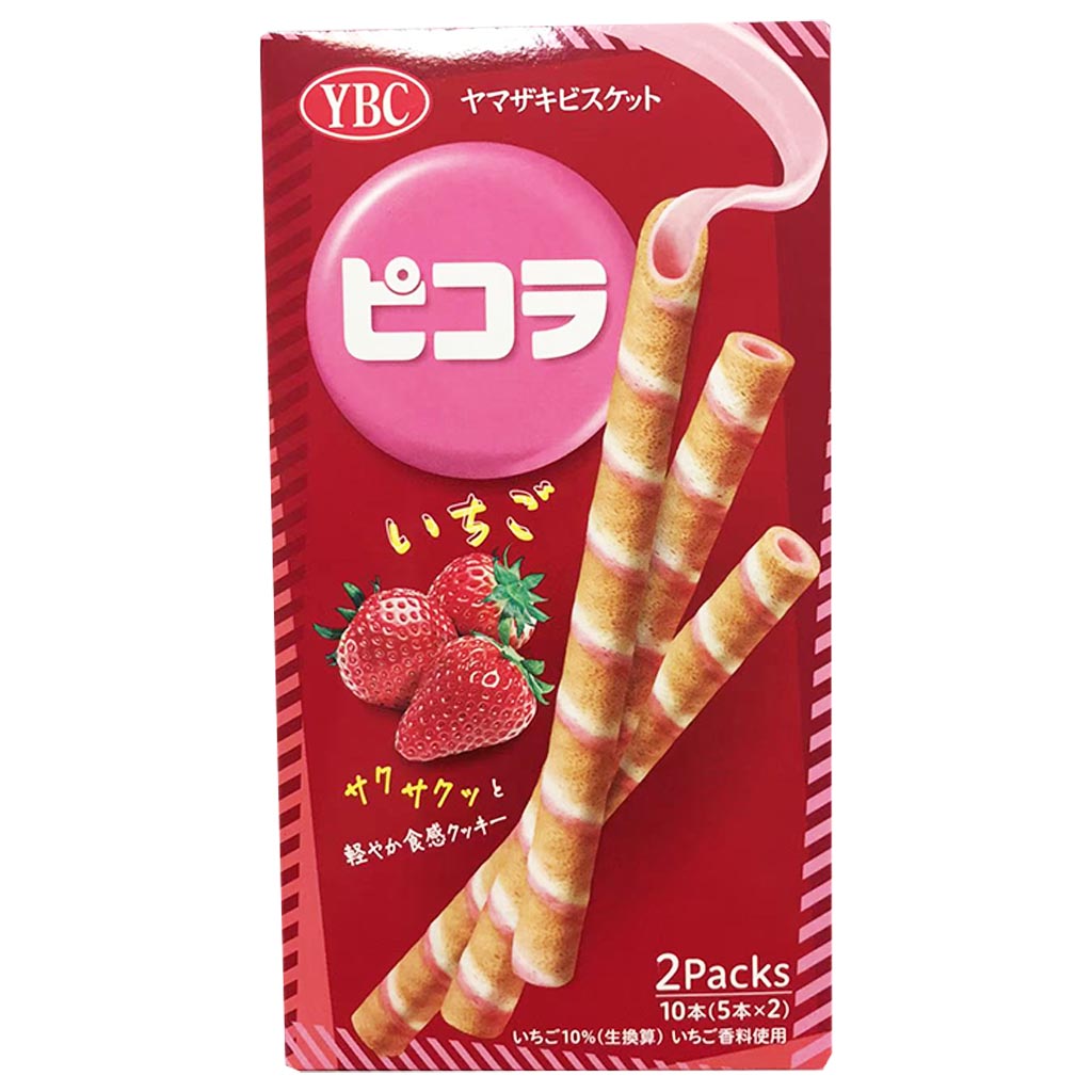 YBC Picola Wafer Roll Strawberry 49g ~ YBC威化卷草莓味 49g