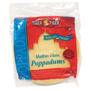 Tiger Tiger Madras Pappadums 250g ~ 雙虎馬德拉斯薄脆餅 250g