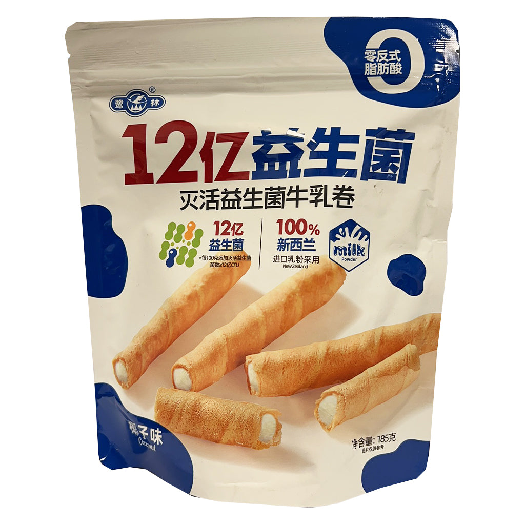 Lu Lin Cracker Roll Milk Flavour 185g ~ 鹭林 益生菌牛乳卷 185g