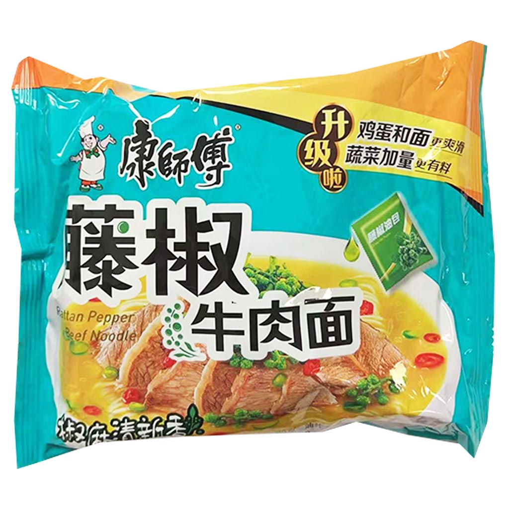 Master Kong Noodle Beef Peppercorn 101g ~ 康师傅经典单包藤椒牛肉麵 101g