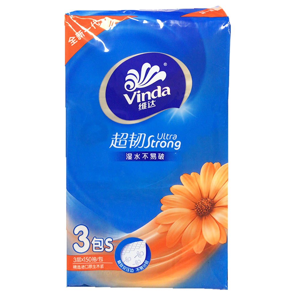 Vinda Ultea Strong Tissue 3 Packs ~ 维达150抽3层超韧抽取式纸面巾