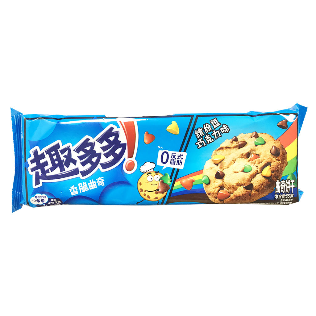QuDuoDuo Colour Choco Cookies 85g ~ 趣多多香脆曲奇繽紛豆朱古力 85g