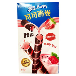 Oreo Cocoa Rolls Strawberry Milkshake 50g ~ 奧利奧可可脆卷草莓奶昔味 50g