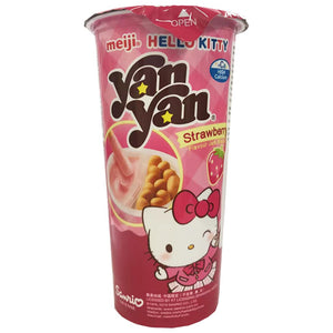 Meiji Hello Kitty YanYan Cup Strawberry L 50g ~ 明治欣欣杯HELLO KITTY装草莓味酱饼干条大 50g