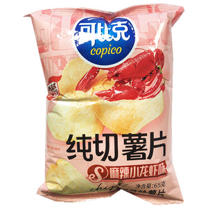 Copico Potato Chips Spicy Crayfish 65g ~ 可比克纯切薯片麻辣小龍蝦味 65g