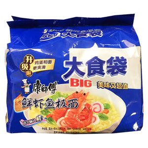 Master Kong Fish Big Noodle Multipack 695g ~ 康师傅大食袋鲜虾鱼板面5连包 695g