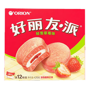 Orion Strawberry Pie 12 Packs 420g ~ 好丽友派輕雪草莓味 420g