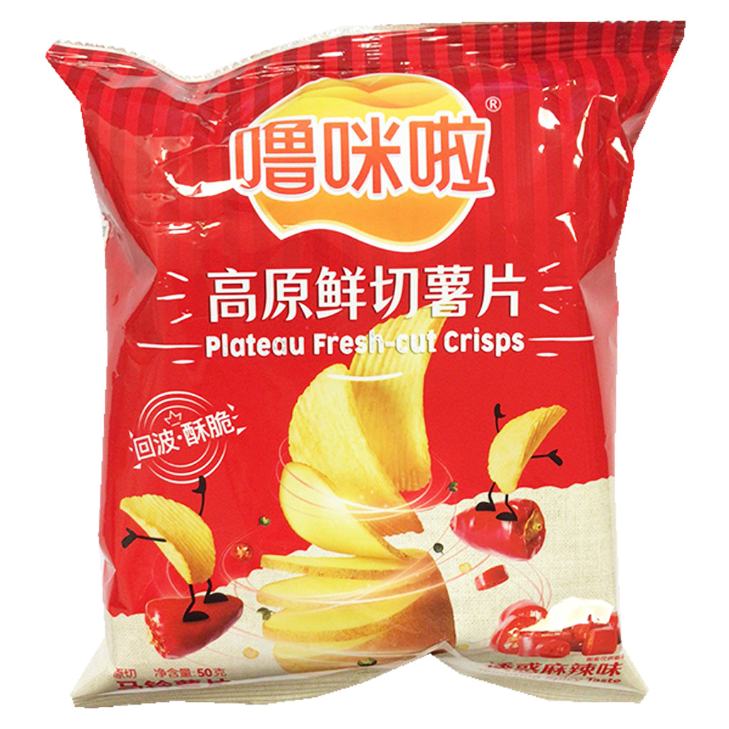 LuMiLa Plateau Fresh Cut Crisps Spicy 50g ~ 噜咪啦高原鲜切薯片诱惑麻辣味 50g