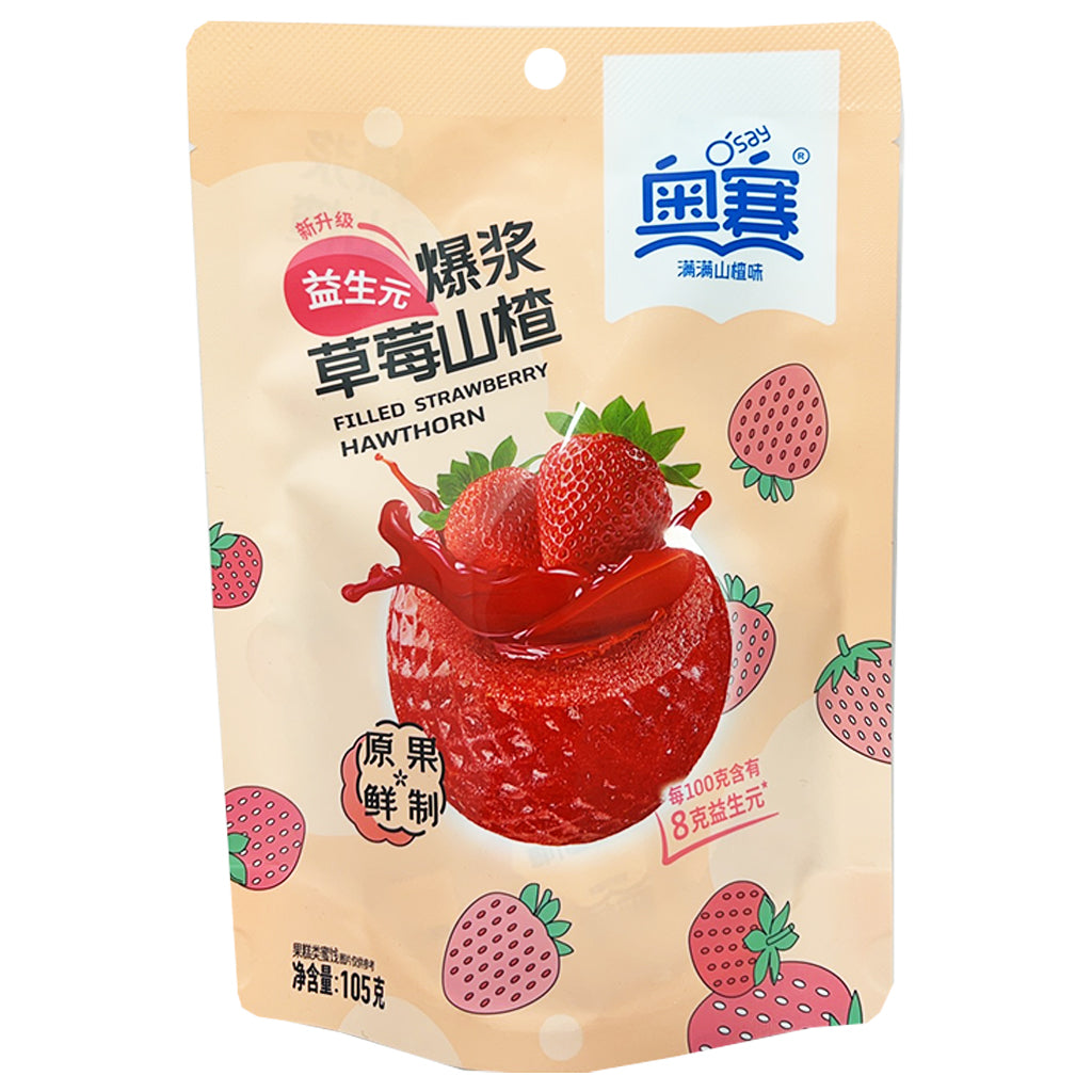 Osay Strawberry Jam Filled Hawthorn 105g ~ 奥赛爆浆草莓山楂 105g