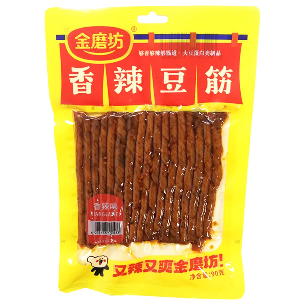 JMF Bean Tendon Hot Spicy 90g ~ 金磨坊大辣棒香辣豆筋 90g