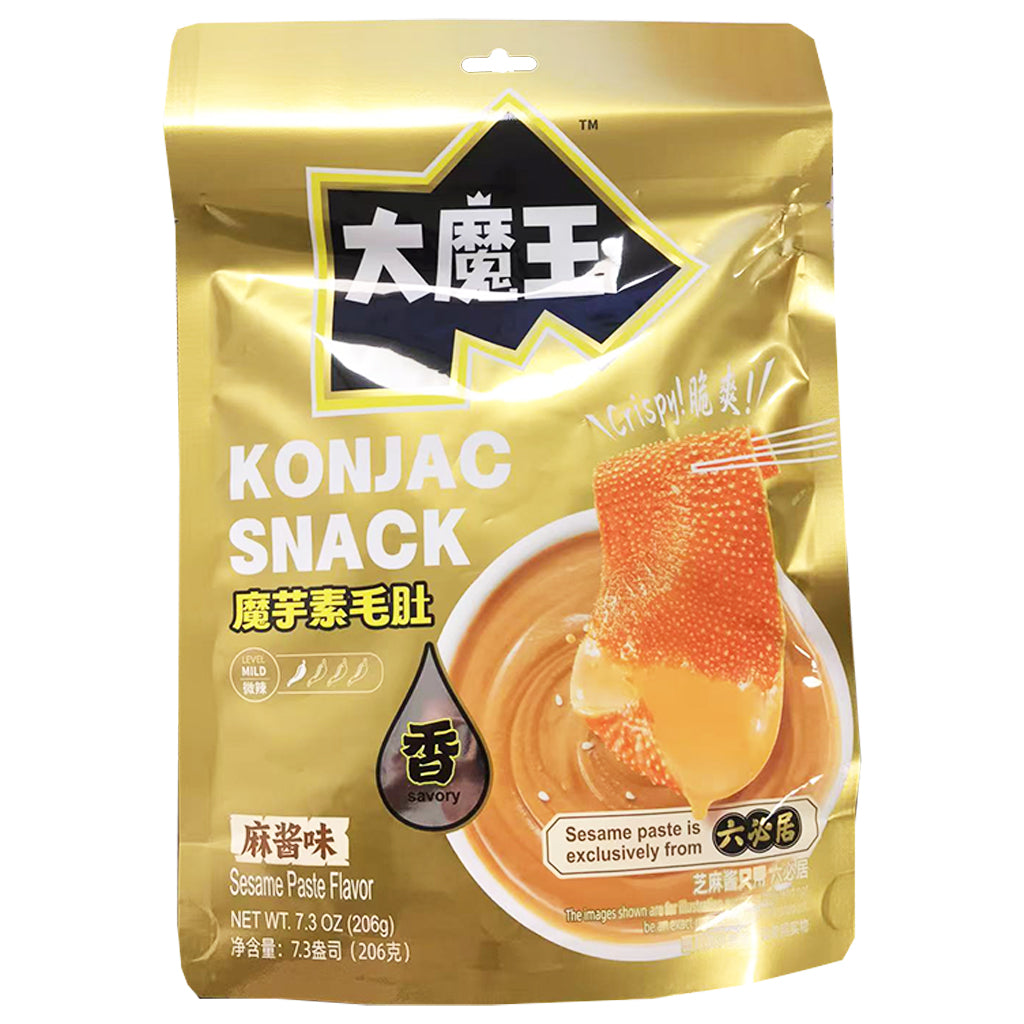 Mowon Konjac Snack Sesame Paste Bag 206g ~ 盐津铺子魔芋素毛肚麻酱味包裝 206g