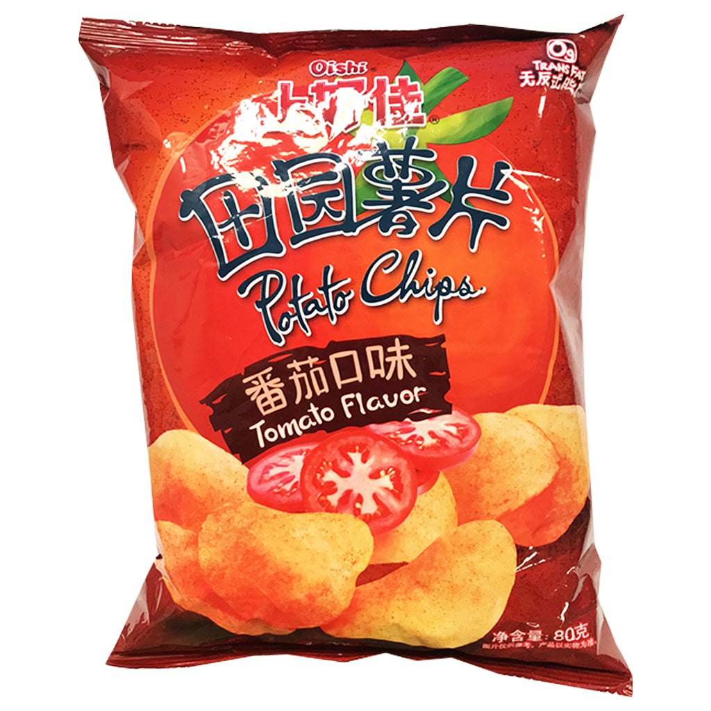 Oishi Potato Chips Tomato Flavour 80g ~ 上好佳田园薯片番茄口味 80g