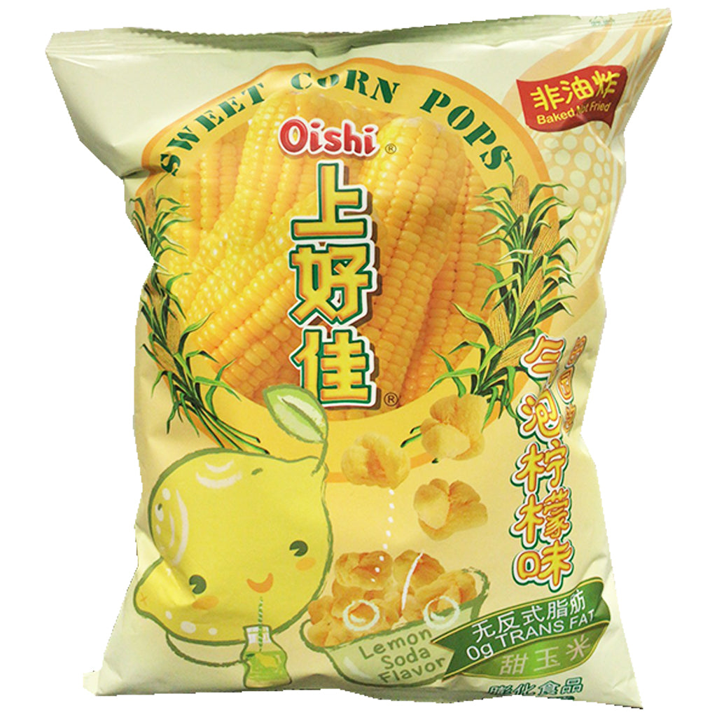 Oishi Sweet Corn Pops Lemon Soda 80g ~ 上好佳田园泡芙 气泡柠檬味 80g