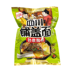 A Kuan Sichuan Sour Soup Broad Noodle 110g ~ 四川鋪蓋麵勁爽酸湯 110g