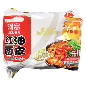 Baijia Sichuan Broad Noodle Hot Spicy 460g ~ 阿宽紅油面皮四联包麻辣味 460g