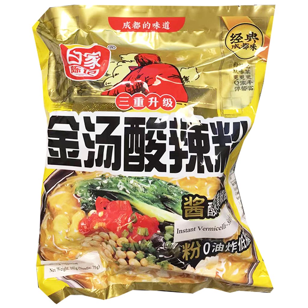 Baijia Instant Vermicelli Sour Soup 102g ~ 白家袋裝金湯酸辣粉 102g