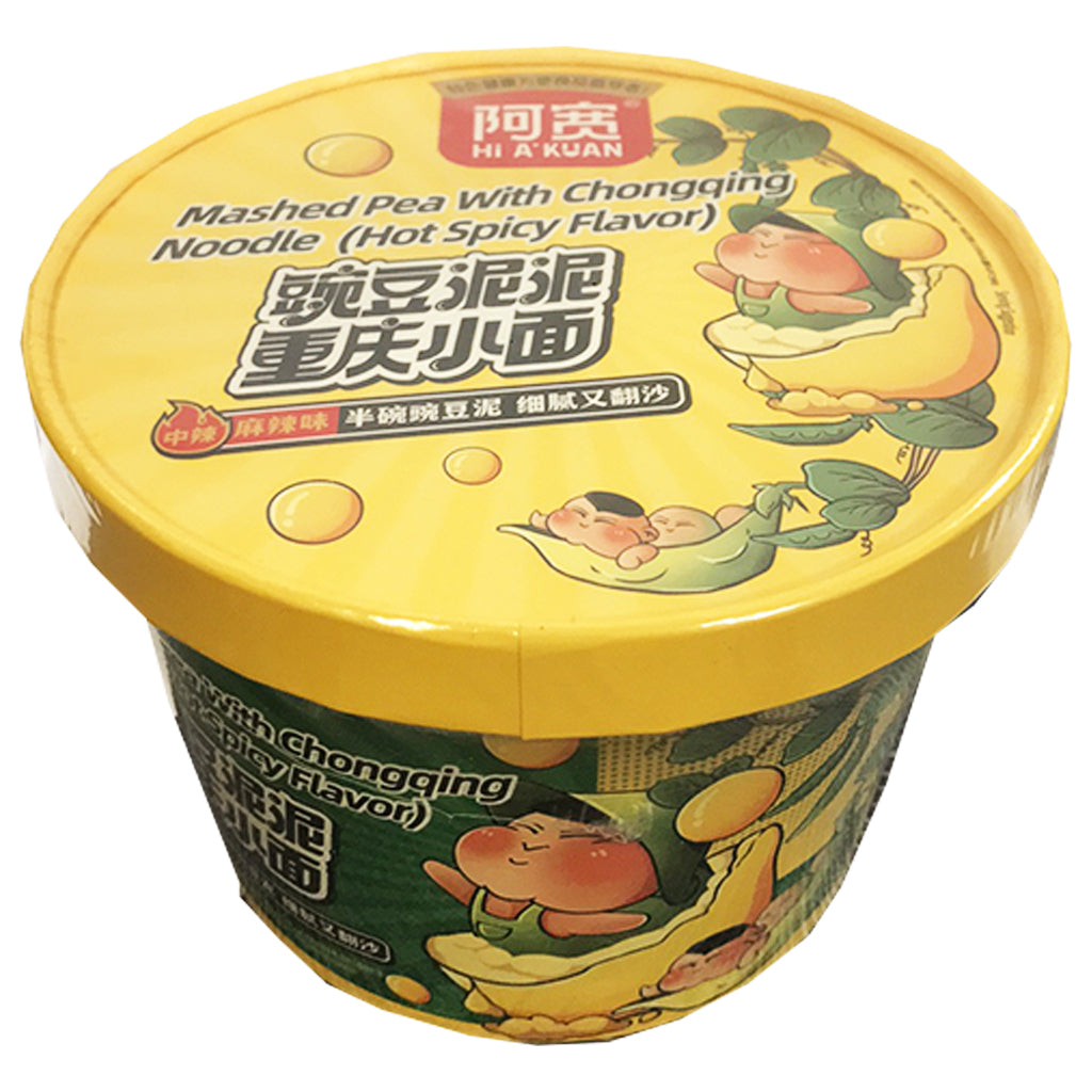 A Kuan Chongqing Pea Noodles Bowl Spicy 120g ~ 阿寬豌豆泥重慶小麵麻辣碗 120g