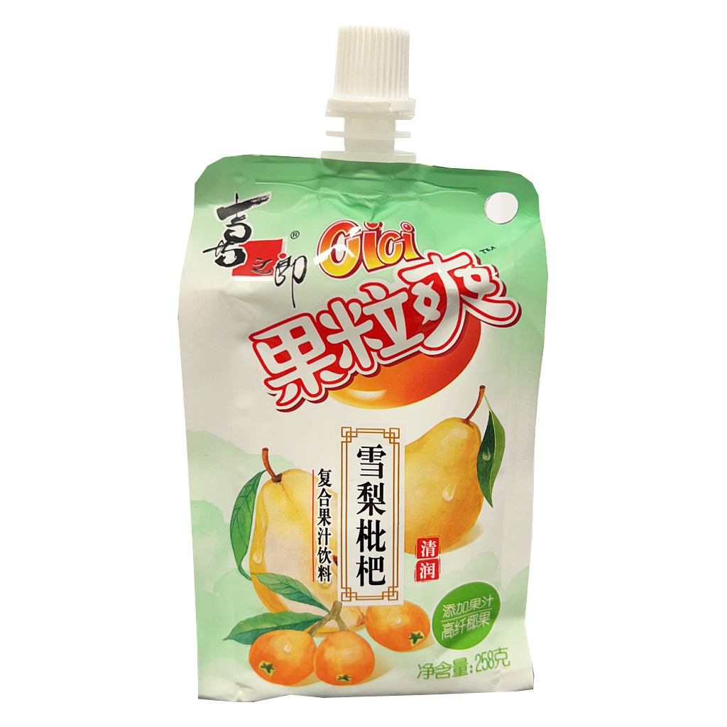 Strong Cici Fruit Flavored Drink Rock Sugar Pear 258ml ~ 喜之郎果粒爽雪梨枇杷 258ml