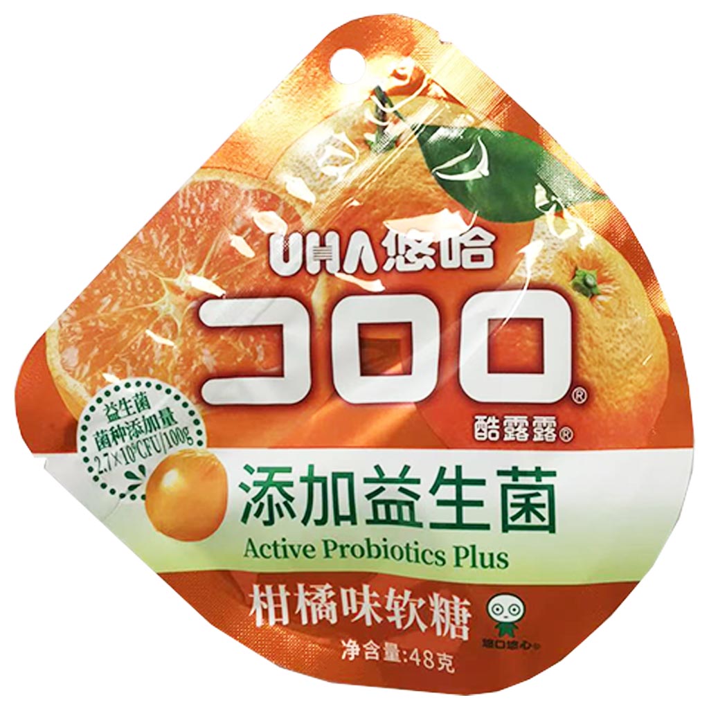 UHA Kororo Orange Active Probiotics Plus 48g ~ 悠哈酷露露柑橘味软糖 48g