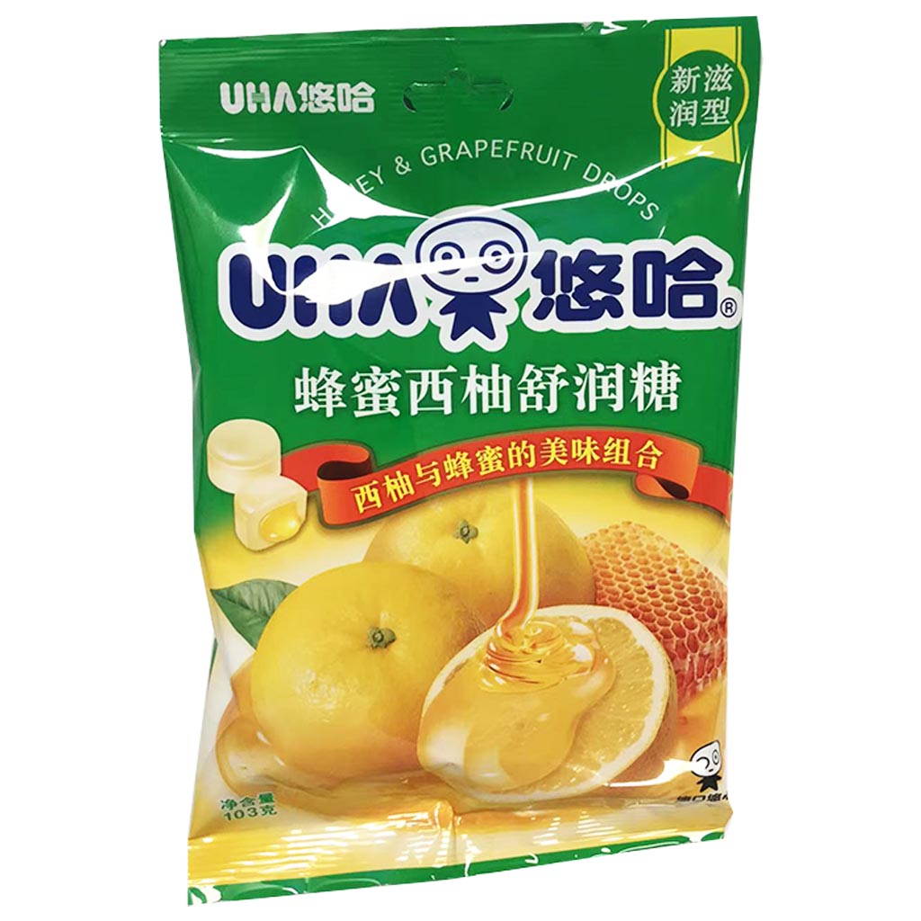 UHA Honey Grapefruit Drops 103g ~ 悠哈牌蜂蜜西柚舒润糖 103g