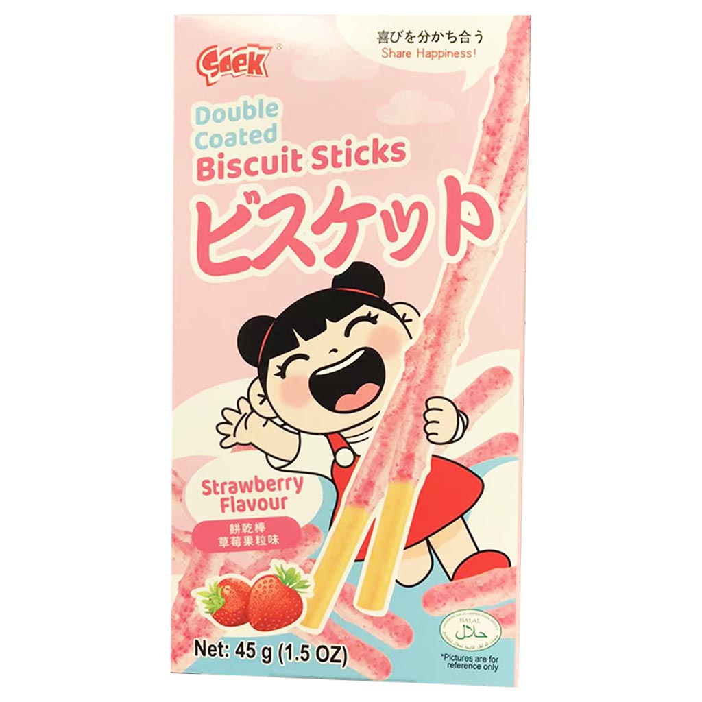 Soek Biscuit Sticks Strawberry Pieces 45g ~ Soek餅乾棒草莓果粒味 45g
