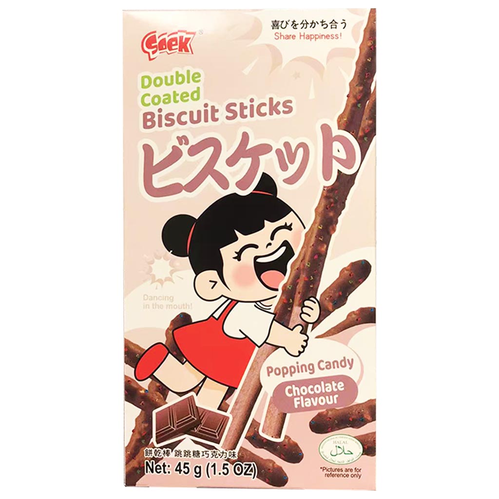 Soek Biscuit Sticks Chocolate Popping 45g ~ Soek餅乾棒跳跳糖巧克力味 45g
