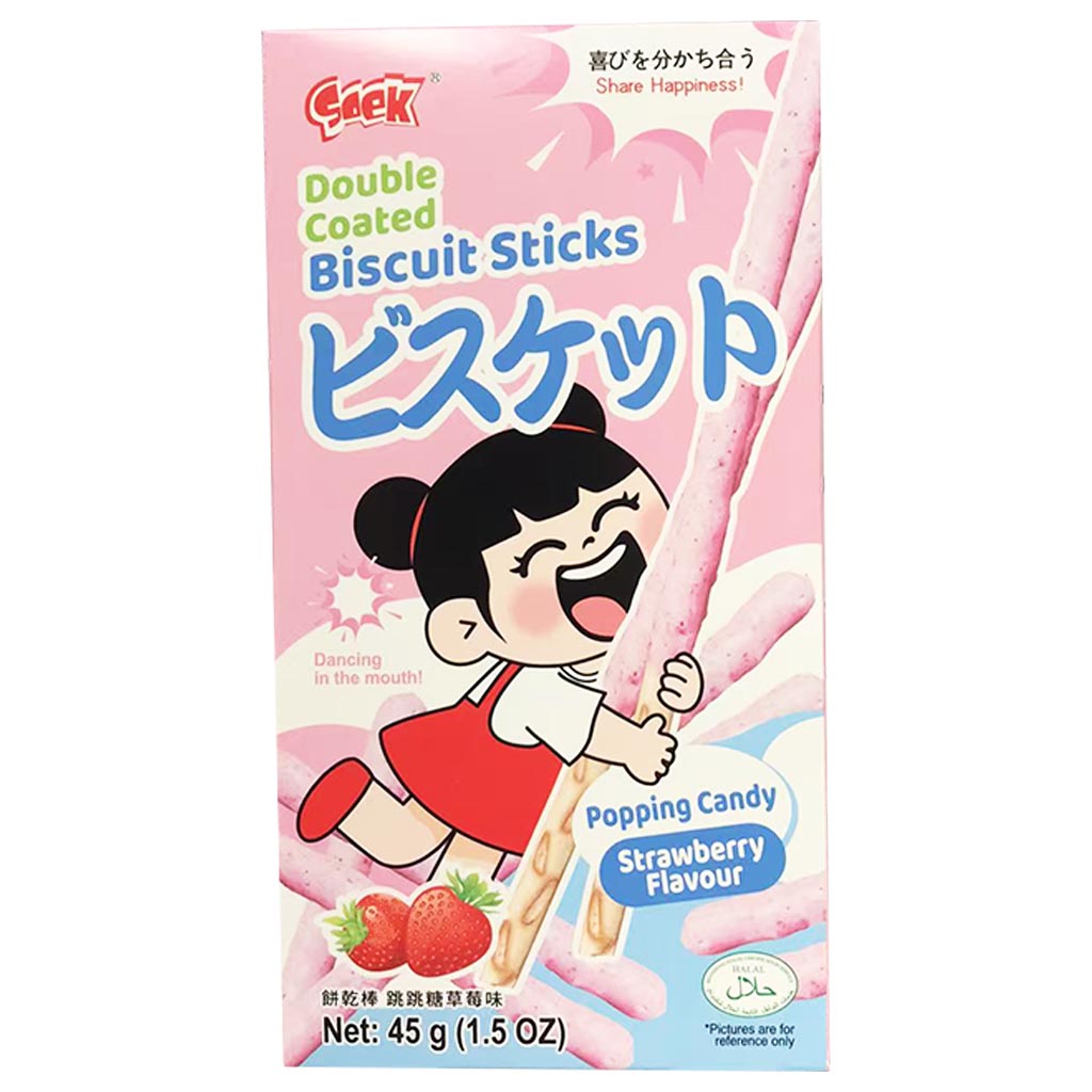 Soek Biscuit Sticks Strawberry Popping 45g ~ Soek餅乾棒跳跳糖草莓味 45g