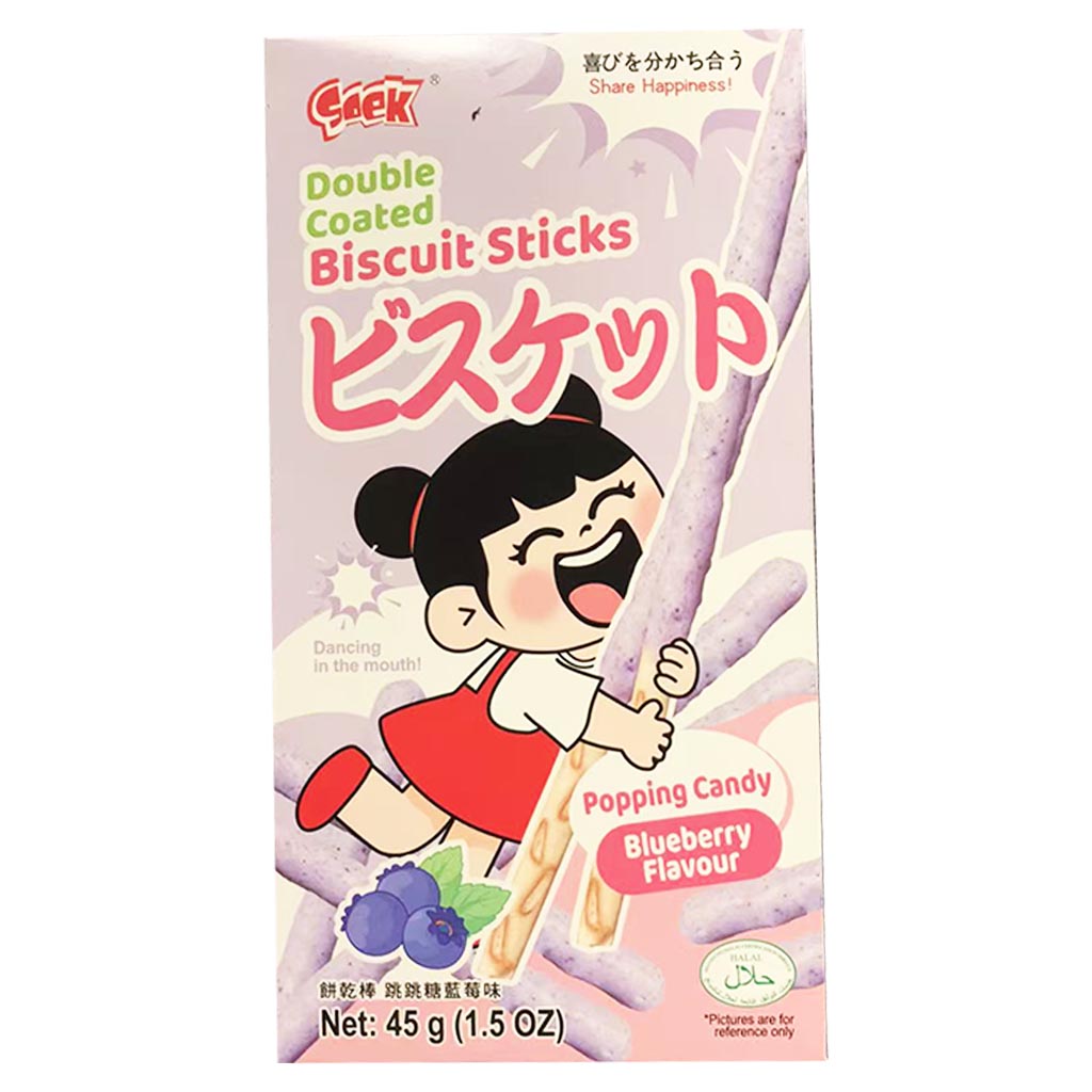 Soek Biscuit Sticks Blueberry Popping 45g ~ Soek餅乾棒跳跳糖藍莓味 45g